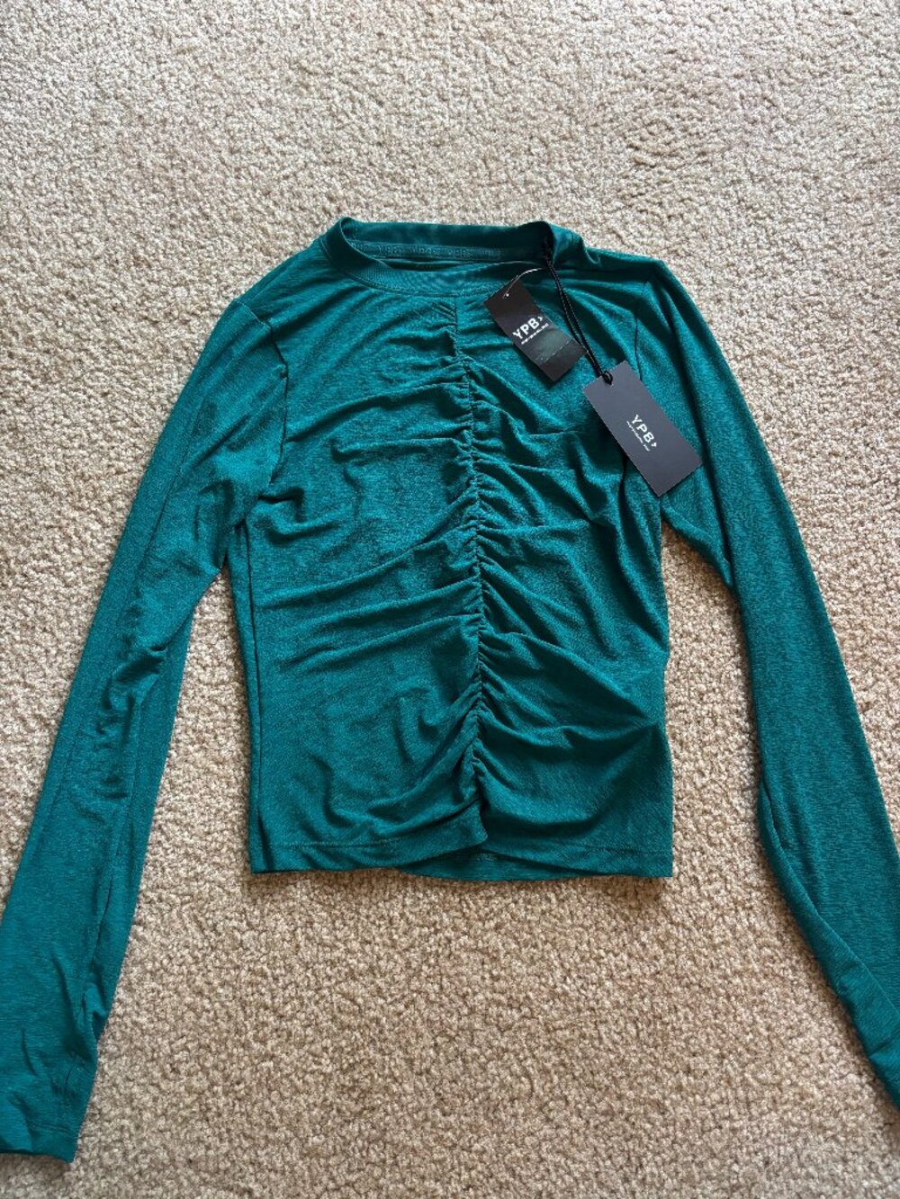 Brand new (with tag) YPB teal ruched active shirt